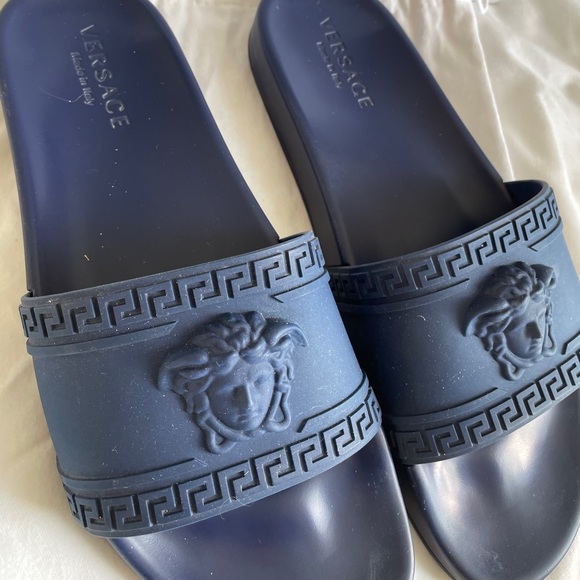 Versace Palazzo Slides Blue - Picture 3 of 4